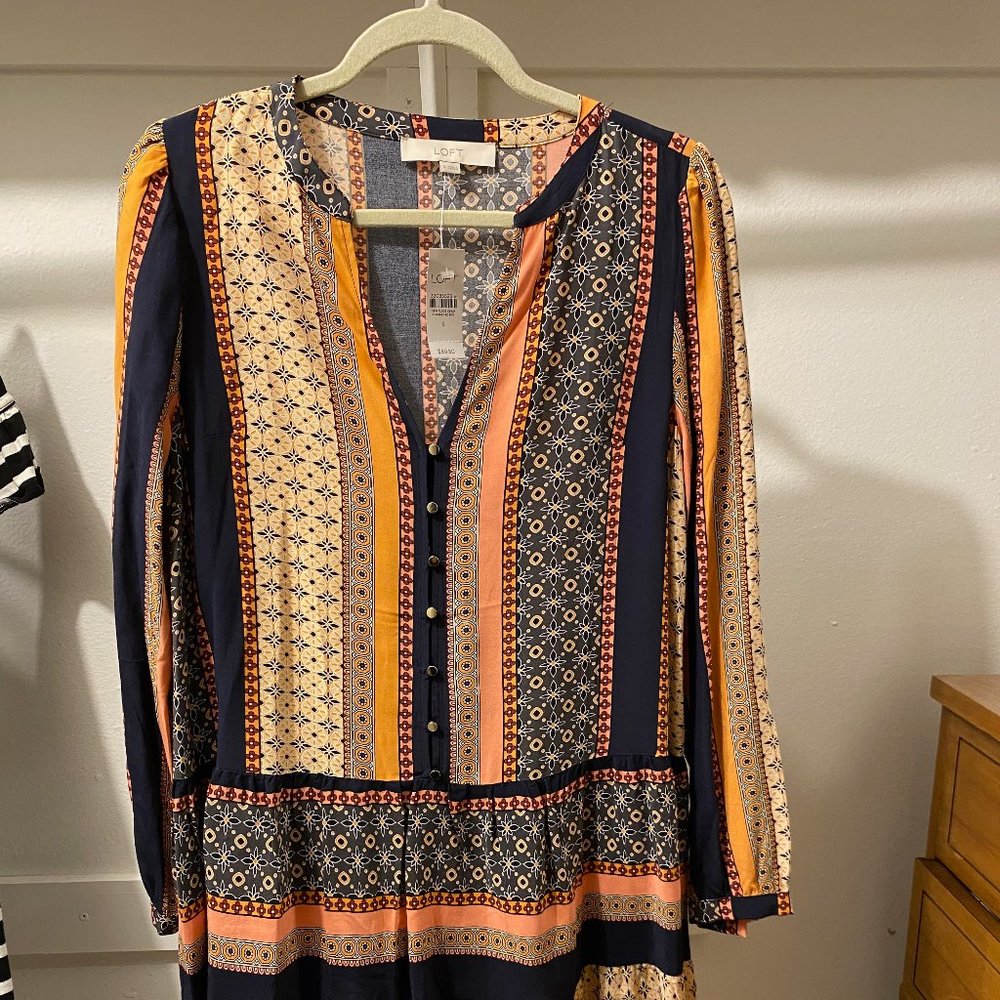 NWT loft Drop waist long sleeve dress